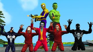 Spiderman house is attacked by bad guys joker vs venom| hulk vs iron man rescue |Game 5 superheroes