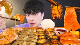 ENG SUB)MUKBANG FAMOUS KOREAN DISHES! SOY SAUCE MARINATED CRAB, SHRIMP & SALMON, ABALONE EATING SHOW