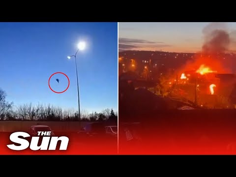 Moment Russian SU-30 plane crashes into building on test flight