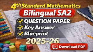 4th standard Mathematics Bilingual SA2 Question Paper, Key Answer & Blueprint 2025- 26