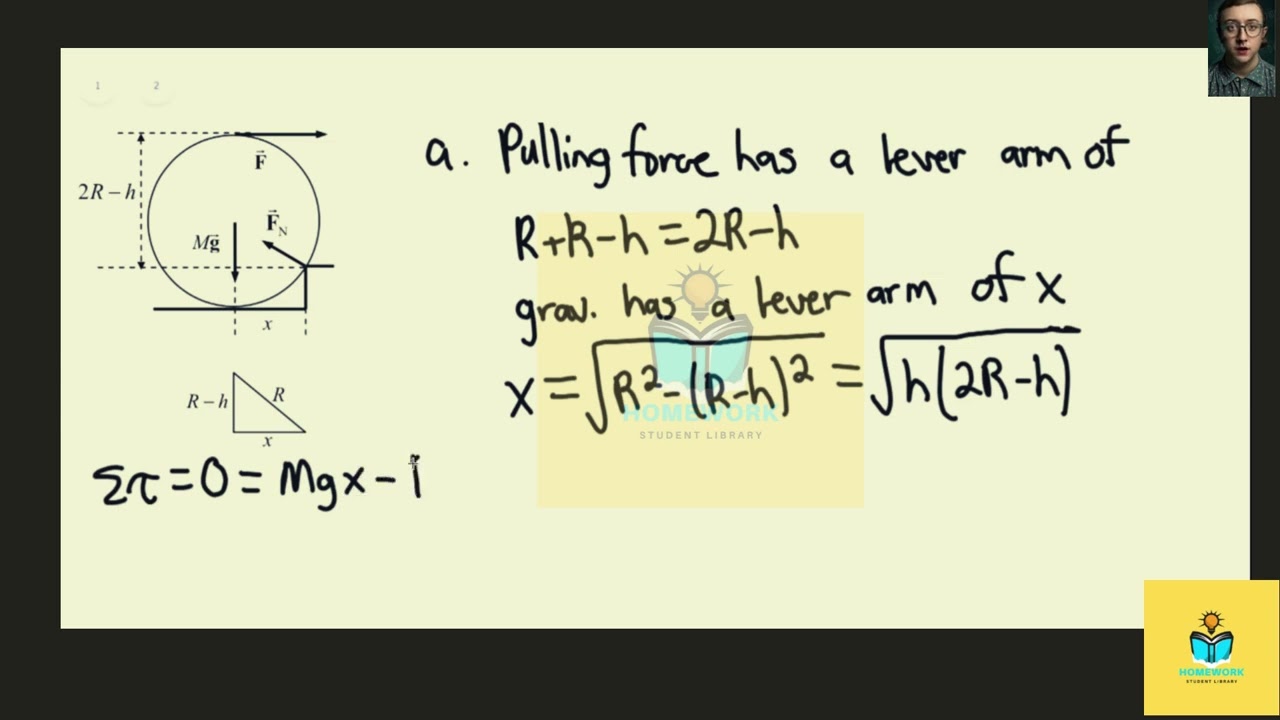 What minimum horizontal force is needed to pull a wheel of radius and mass over a step of height as