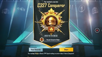 Finally i Reached Conqueror In C3S7 In Bgmi. #bgmi #conqueror