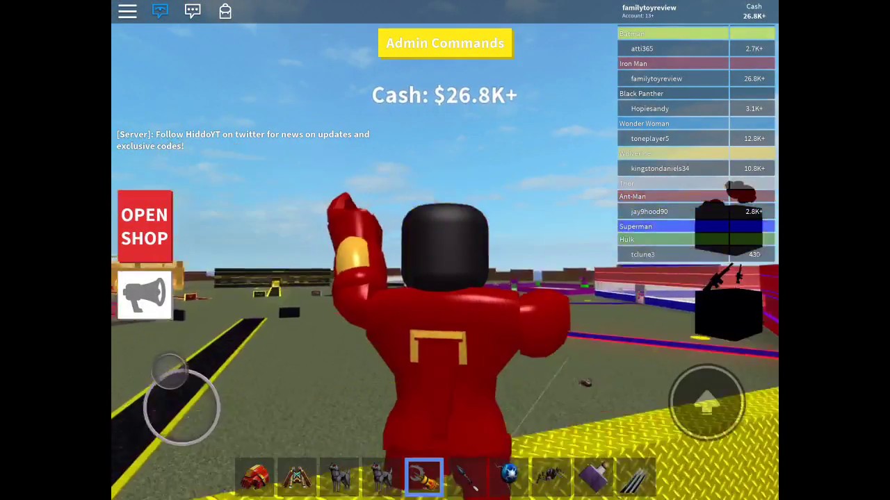 Roblox Super Hero Tycoon Strategy Iron Man Weapons Roblox Gameplay By Family Game Review Youtube - super hero tycoon admin free roblox