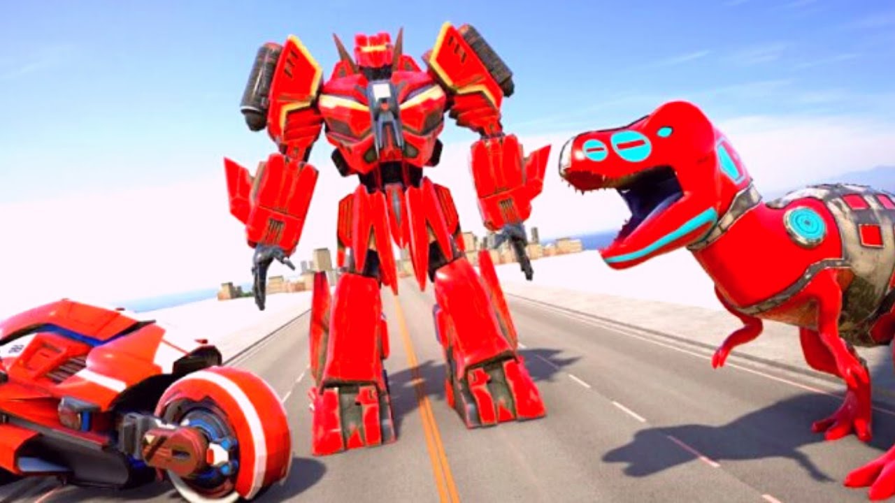 Super Hero Dino Robot Bike Transform City Rescue Mission 