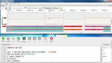 シリアル(uart)通信の波形と115200bpsのボーレートを確認した