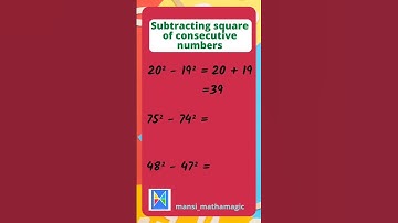 Subtracting square of Consecutive numbers || Quick Trick #Shorts #Maths #Trick #Math #Calculation