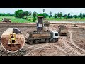 Dump Truck SHACMAN Delivery Dirt &amp; pushing By Team Work Wheel Loader | Dozer