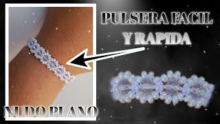 PULSERA FACIL DE HACER 📿/ NUDO PLANO / CON MOSTACILLA Y MURANO / (Tutorial)❤