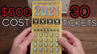 BOUGHT $600 WORTH OF 2021 $20 SCRATCHERS! PLAYED ENTIRE ROLL