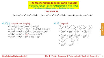 Lesson # 21JC   Expansion & Factorisation, Mathematics D2 JC,PSC,SC   Chapter 4, by Zahid Hussain