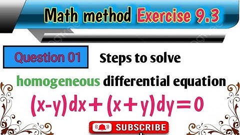 steps to solve Homogeneous differential eq (x-y)dx+(x+y)dy=0@Educationalinfo786
