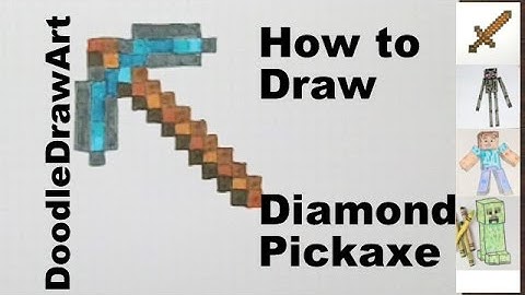 Drawing: How To Draw A Diamond Pickaxe in Minecraft - Step by Step
