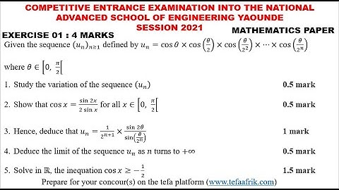 SEQUENCES / PRODUCTS : ENSPY 2021 MATHS EXO 1 DETAILED SOLUTION