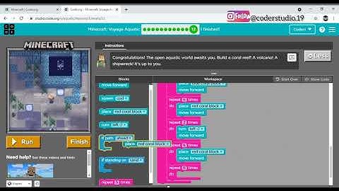 MineCraft : Voyage Aquatic - Level 12 | Hour of Code | Code.org
