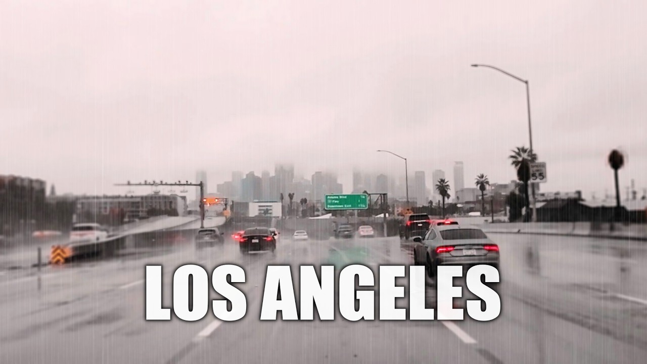 Heavy Rainy Drive in Los Angeles Freeways | Stormy LA Winter Drive 4K