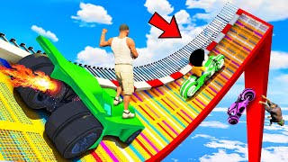 SHINCHAN AND FRANKLIN TRIED THE IMPOSSIBLE COLOURFUL TILTED RAMP PARKOUR CHALLENGE GTA 5