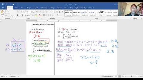 Pre-Calculus: Section 1.5 (Combinations of Functions)