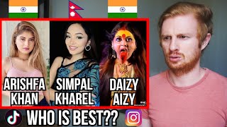 SIMPAL KHAREL v ARISHFA KHAN v DAIZY AIZY // TikTok Transition Video Reaction (NEPAL v INDIA)