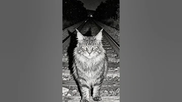 Watch the video about Why did this Maine cat appear on the track at night?🐱#cat #kitten #cutecat #funnyshorts