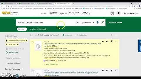 NOVA Library Database Article Search (ENG 111 and 112)