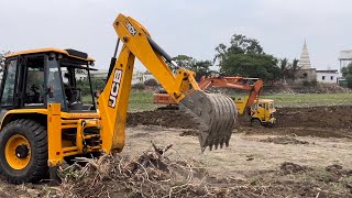 Tata Hitachi Ex200 Working With Tipper And JCB 3dx For Making pond digging deep