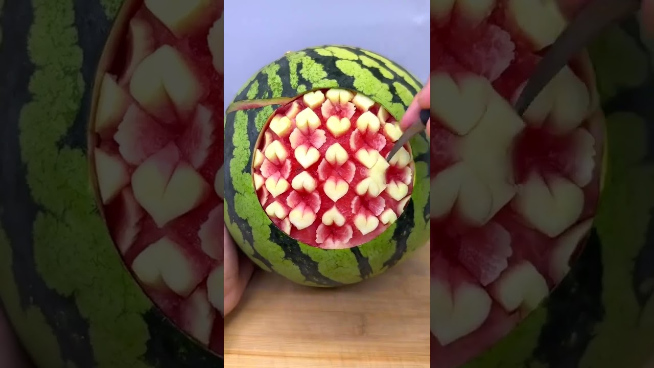 Carve a small heart on a watermelon
