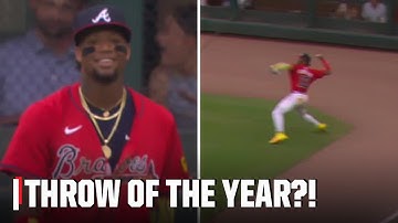 Ronald Acuna Jr. makes RIDICULOUS throw to get 3rd out 😱 | ESPN MLB