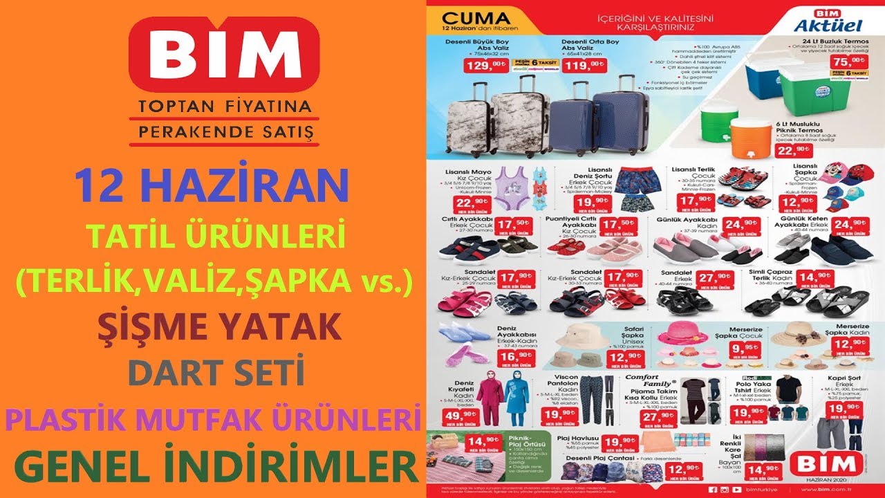 BİM 12 HAZİRAN 2020 İNDİRİMLERİ / BİM DART SETİ / BİM TATİL ÜRÜNLERİ