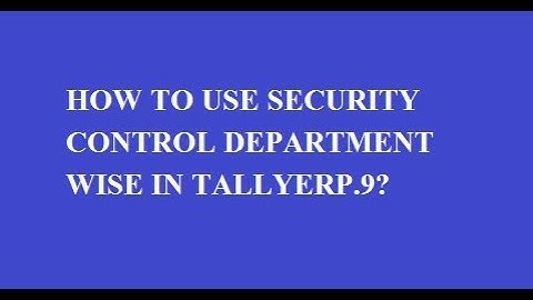 How to use User Control in TallyERP.9