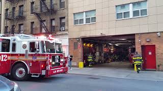 FDNY FAST PARKING "DIRTY DOZEN" Awesome Ladder 12 Returns To Quarters Chelsea NYC