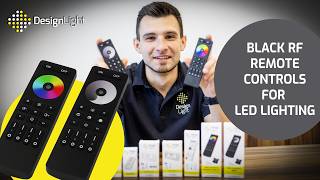 Black RF remotes for MONO or RGB, RGBW, RGB+CCT and Bicolor LED lighting from Design Light #led