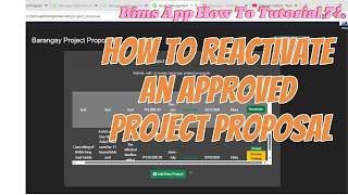 BIMS Tutorial 74 — How to Reactivate an Approved Project Proposal