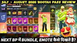 NEXT JULY MONTH BOOYAH PASS 2026 FREE FIRE NEW AUGUST SEASON ELITE PASS FULL REVIEW BUNDLE FF EMOTE
