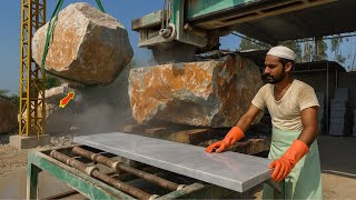 Turning Rocks into Marble Slabs Incredible