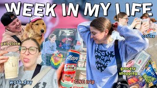 WEEKLY VLOG: grocery shopping + haul, trip to the pet store with Beyla, GNC restock &amp; coffee trips