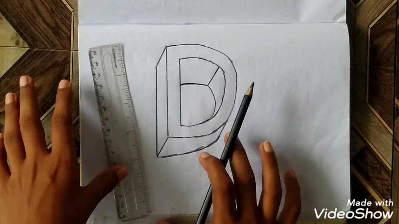 How to draw D letter for easy with ️ - YouTube