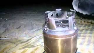فرن غاز الحطب من حافظة ثلج سستيل wood gas stove from Thermos stainless steel
