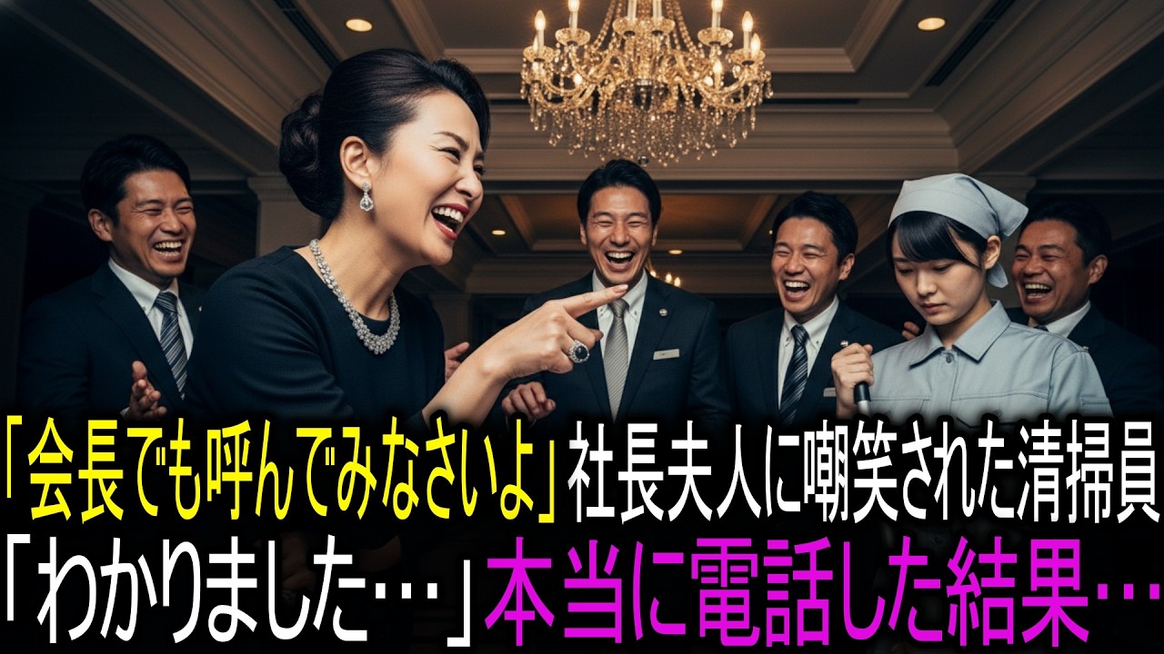 「私の旦那は社長よ！悔しいなら会長でも呼んでみなさいよ」と社長夫人に見下された若い清掃員。「…わかりました」と即電話した結果…