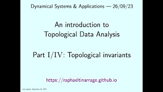 DSA2023.1 -- Lecturer : Raphaël Kevin Tinarrage (FGV)- An introduction to Topological Data Analysis