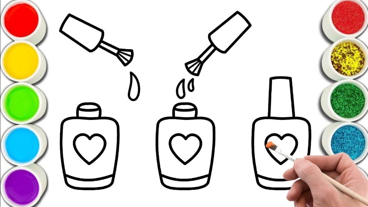 How to draw Barbie Nail polish ???????? Drawing Painting Coloring For Kids ...