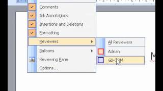 Microsoft Office Word 2003 Review items created by a specific reviewerReject Change Delete Comment
