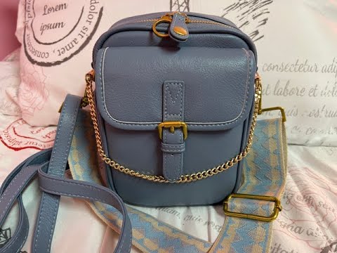 What's in my Minooy Naya Crossbody Bag in Powder Blue w/ Extra Strap. 