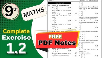 9th Class Math Unit 1 Complete Exercise 1.2 || Matrices And Determinants
