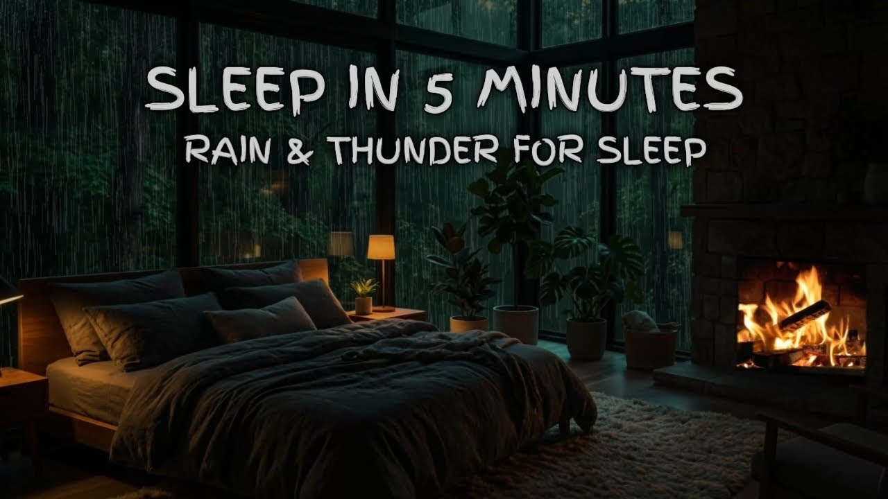 Sleep in 5 Minutes 🌙 Bedroom Rain & Gentle Thunder for Deep Sleep (3 Hours)