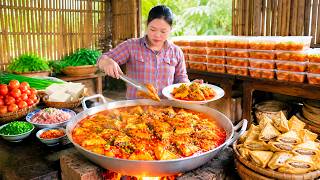 Cooking Tender Meat-Stuffed Tofu Simmered in Rich Tomato Sauce | Preparing Delicious Dishes to Sell screenshot 3