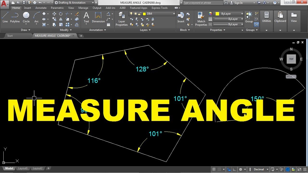 How to Measure Angle in AutoCAD 2022 YouTube