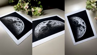 Charcoal drawing | How to draw Moon using pencil/charcoal easily :)