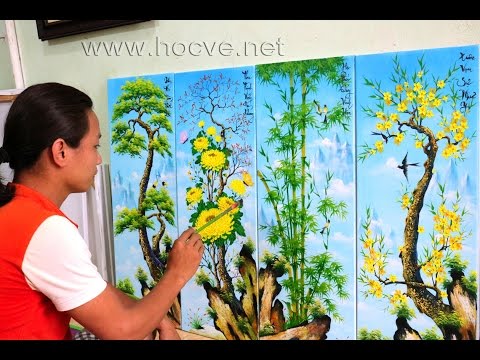 Video Dạy vẽ tranh bộ tứ quý - tùng cúc trúc mai. (Phần 1)... - youtube