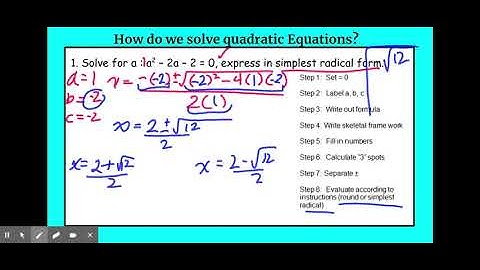 Quadratic Formula simplest radical form - Google Slides