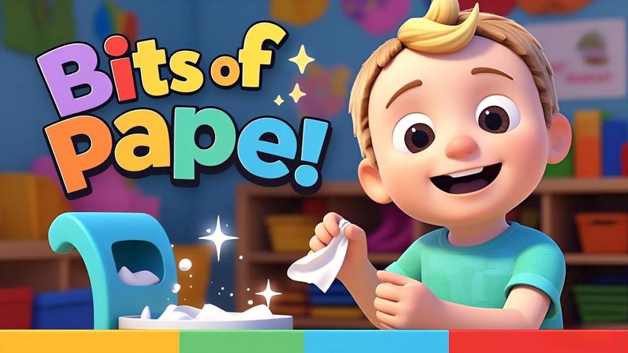Bits of Paper - 3D Animation English Nursery rhyme for children with lyrics 